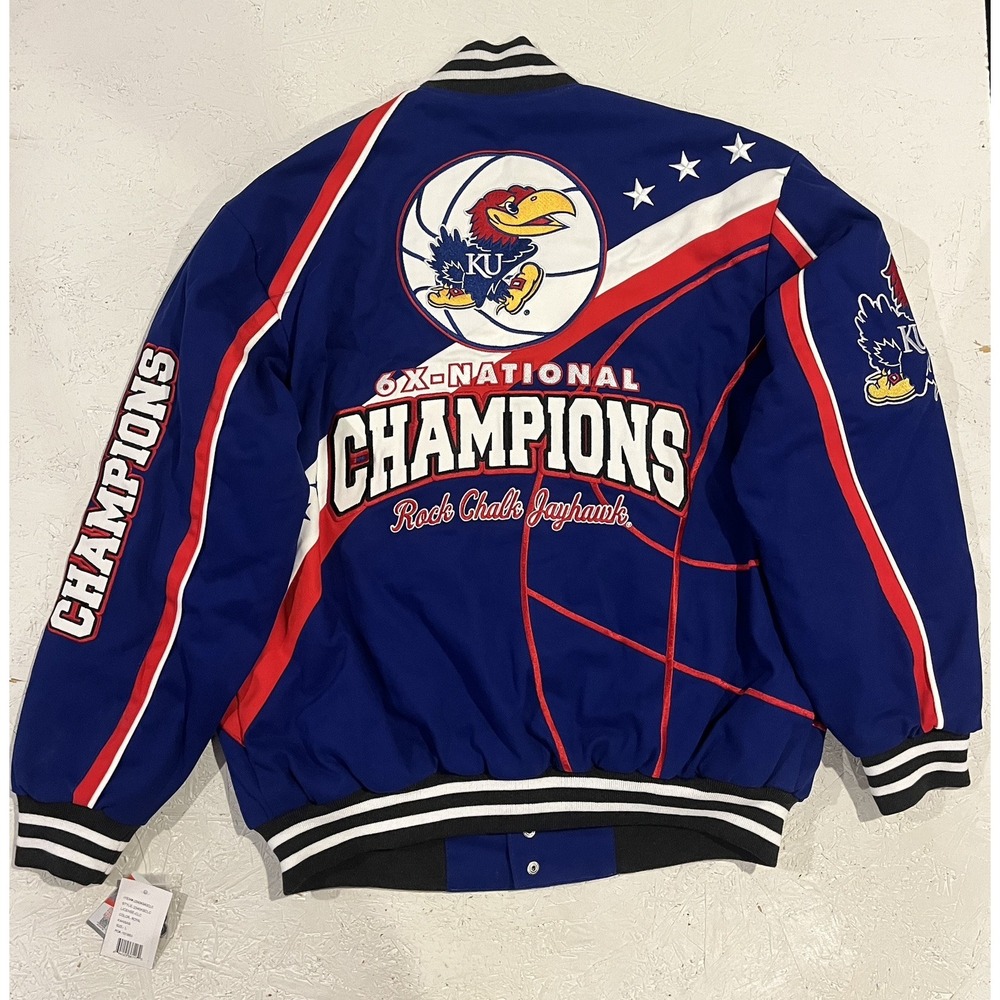Kansas Jayhawks 2022 National Champions Jacket Mens L Embroidered Basketball - Picture 10 of 11